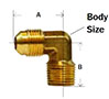 90 Degree Male Elbow 45deg Flare Diagram